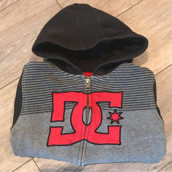DC Hoodie Zip Up Kids Grey&Black - Picture 1 of 5